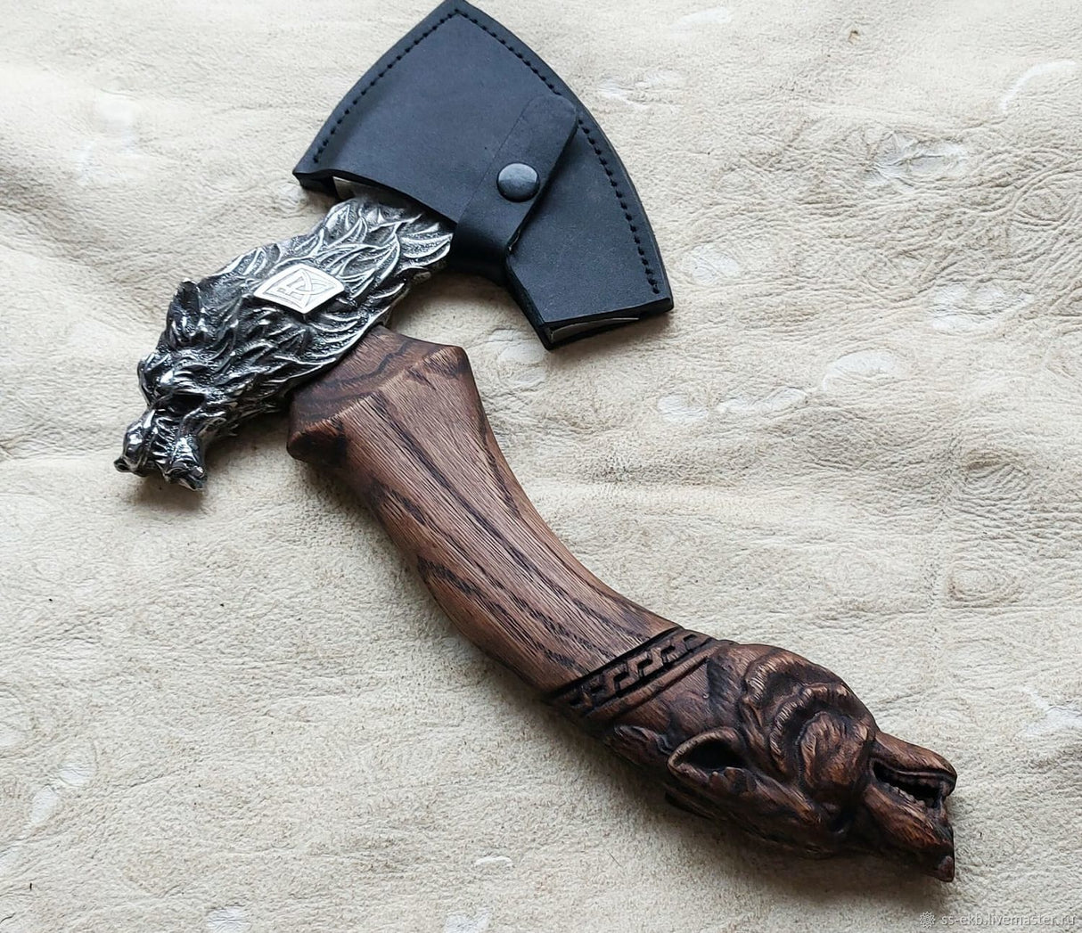 Norse Fenrir Carved Axe-Tales of Valhalla