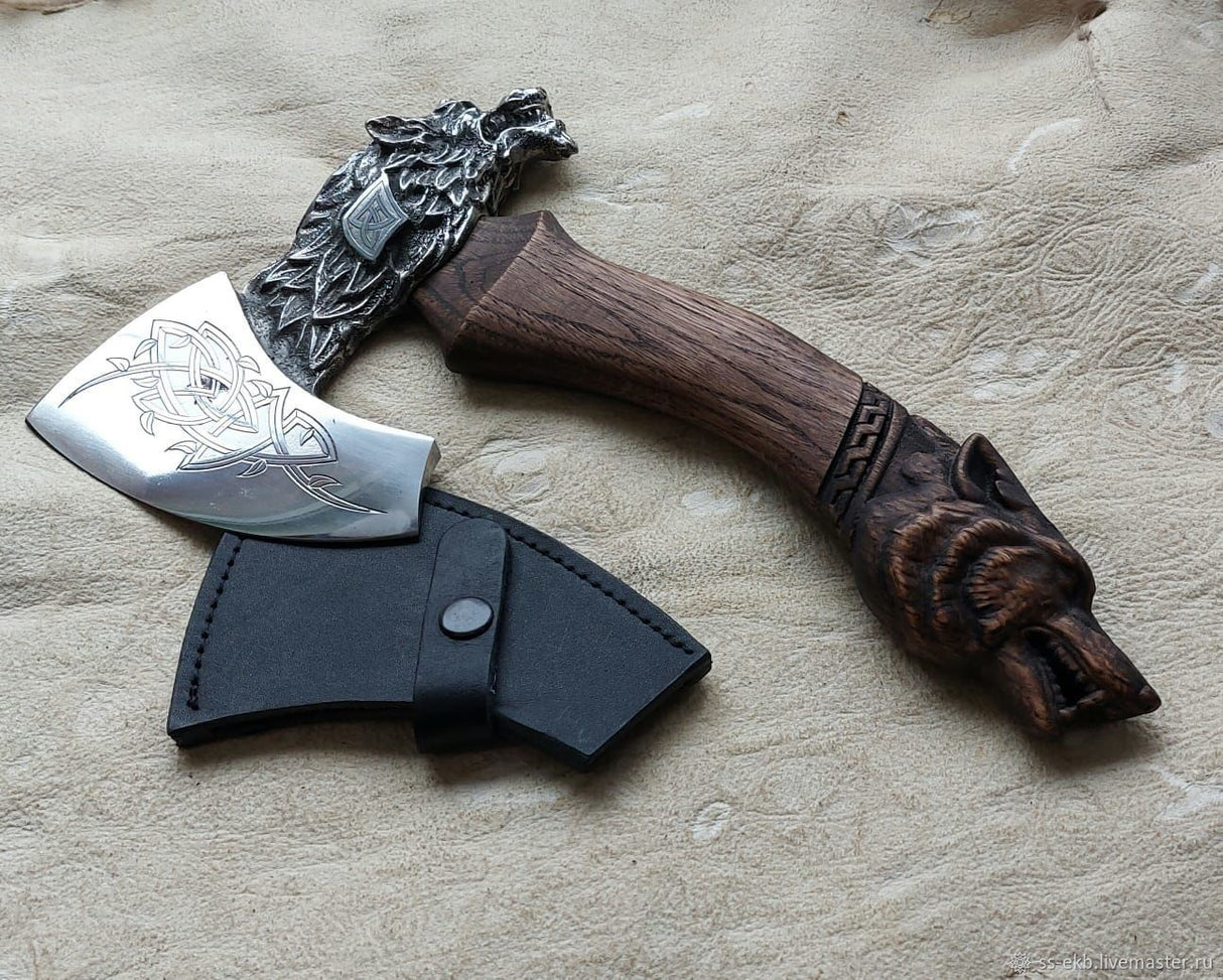 Norse Fenrir Carved Axe-Tales of Valhalla