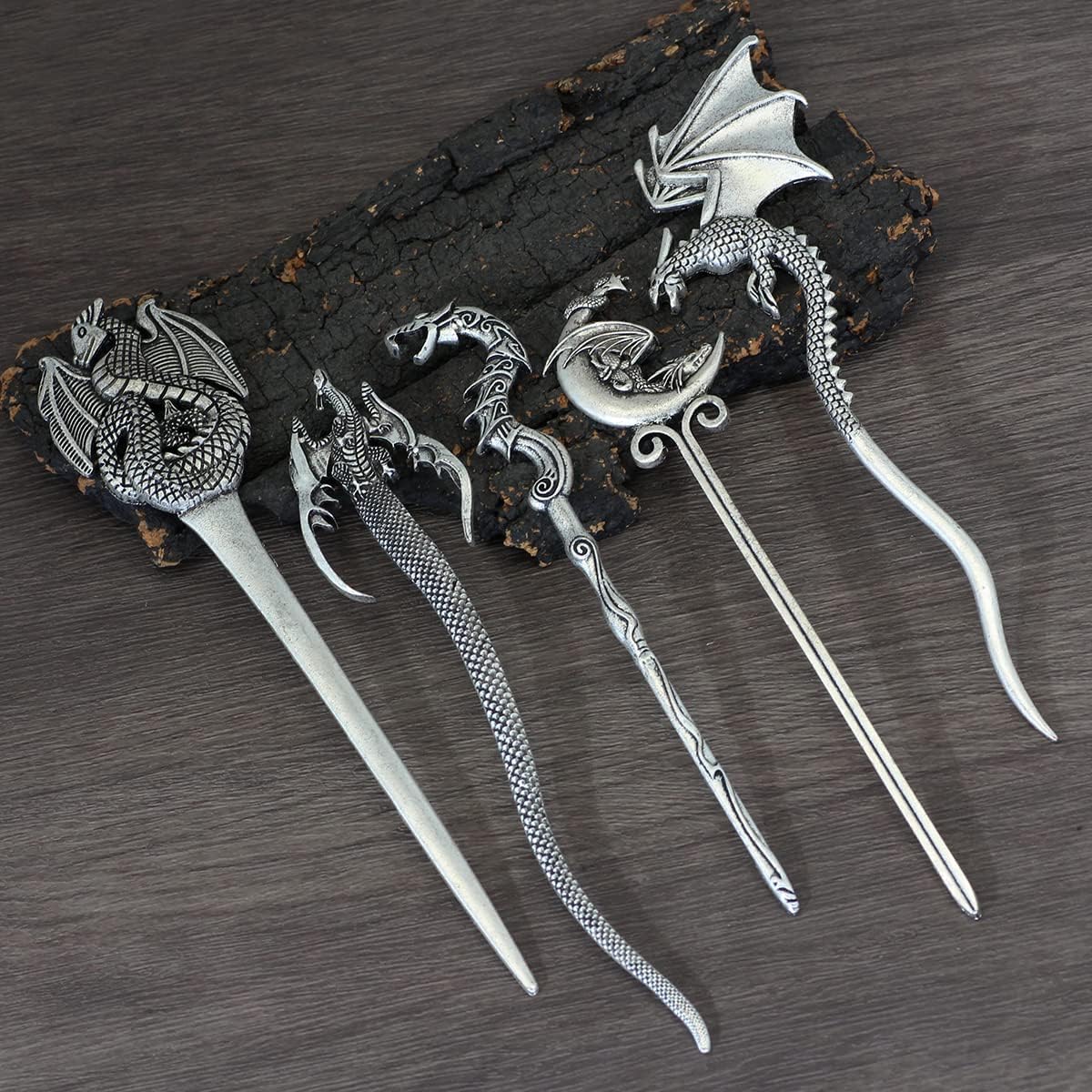 Set 5 of Mythical Dragon Hair Sticks-Tales of Valhalla