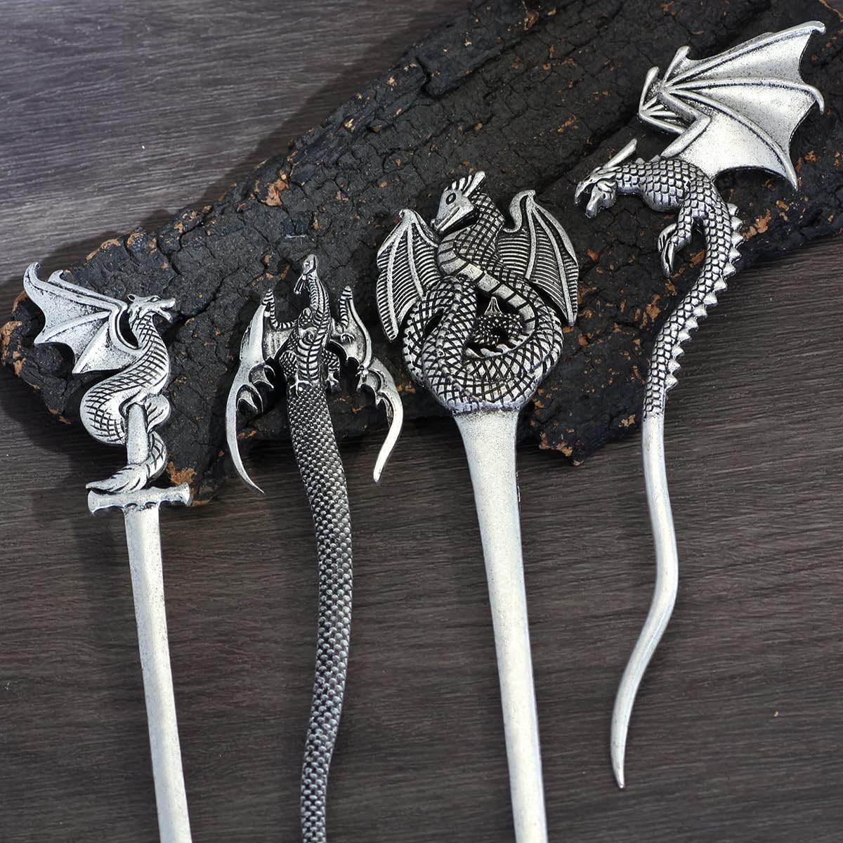 Set 5 of Mythical Dragon Hair Sticks-Tales of Valhalla