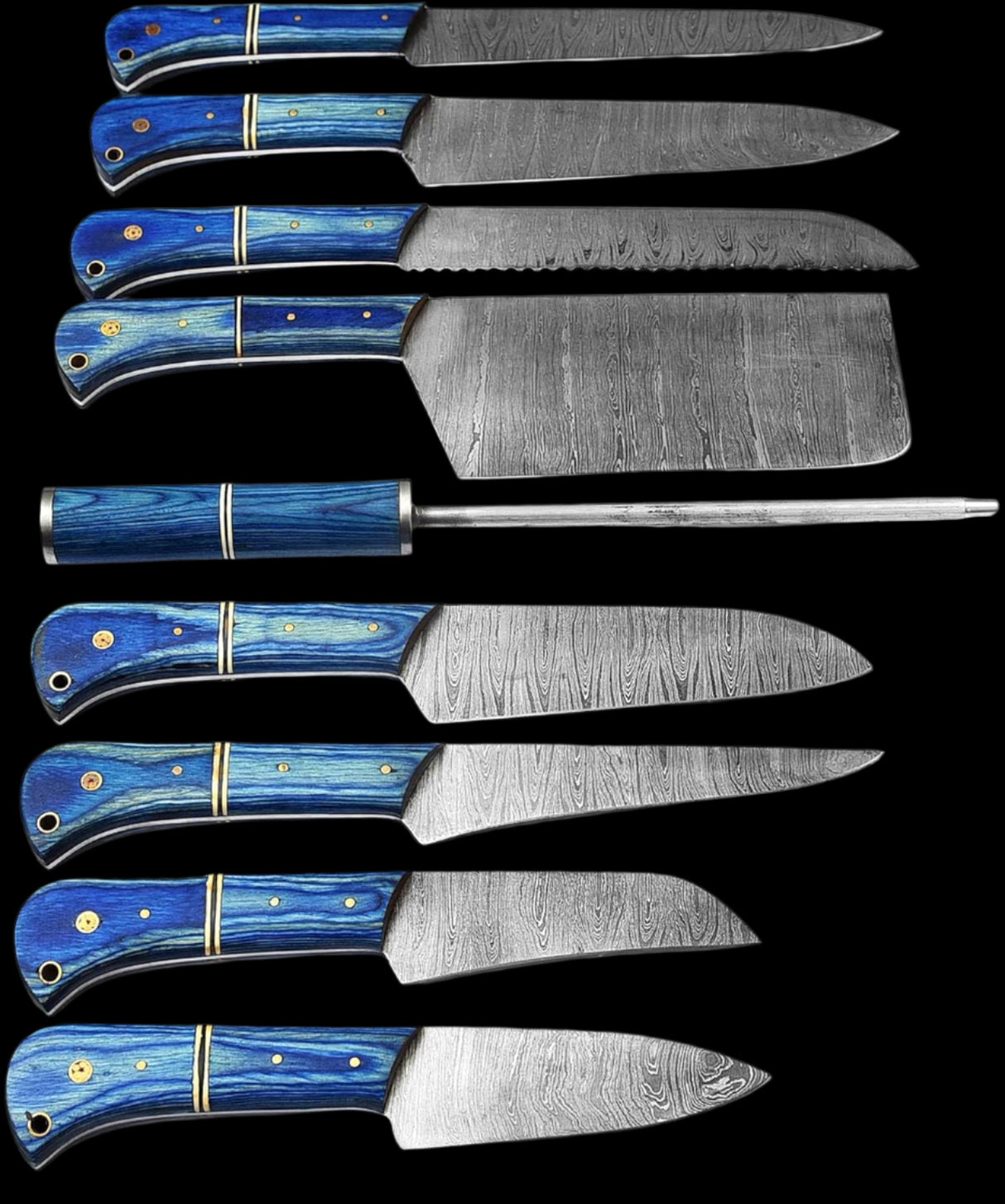 Aegir Damascus Kitchen Knives-Tales of Valhalla
