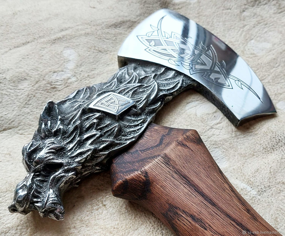 Norse Fenrir Carved Axe-Tales of Valhalla