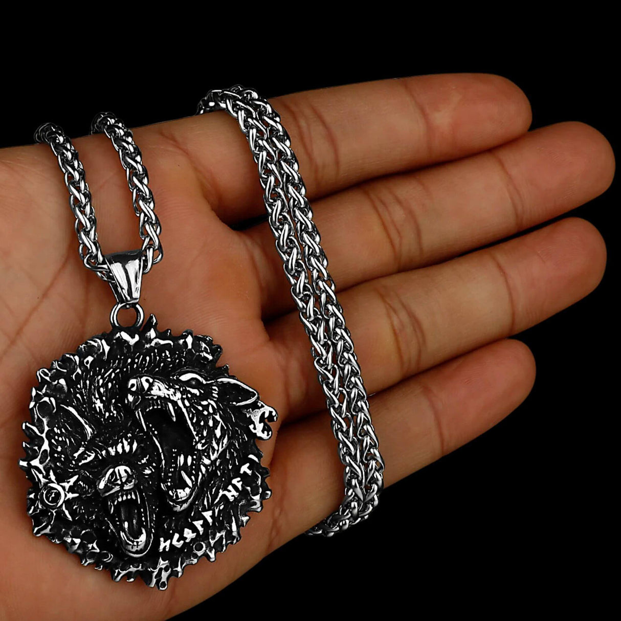 Angry Hati And Sköll Heads Necklace