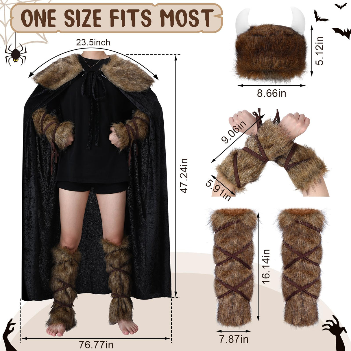 Faux Fur Collar Cape Set