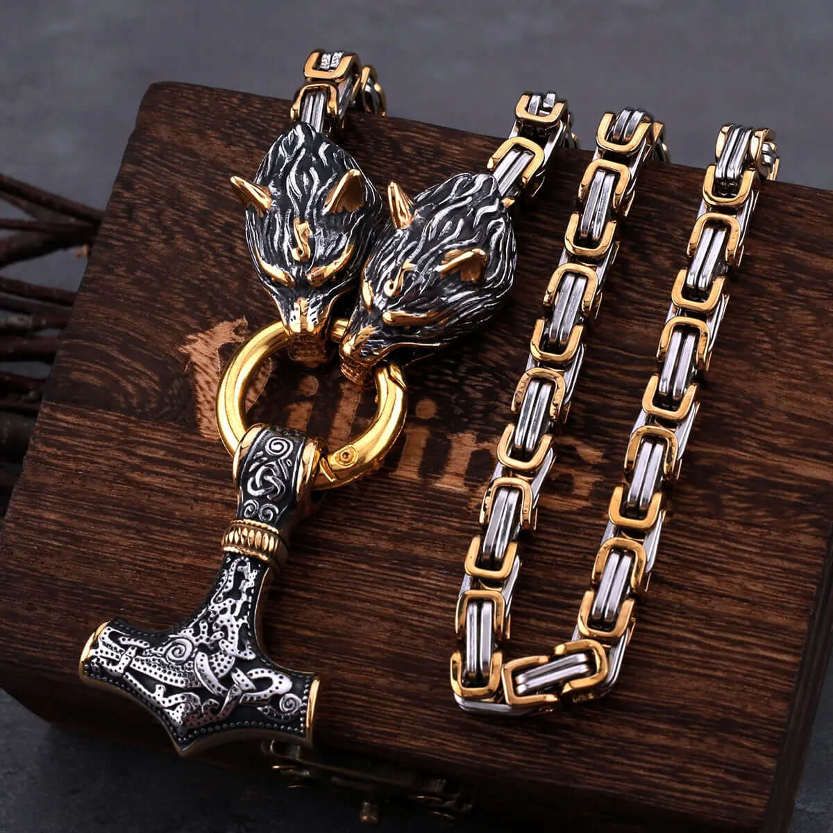 Fenrir Norse Mjolnir Necklace
