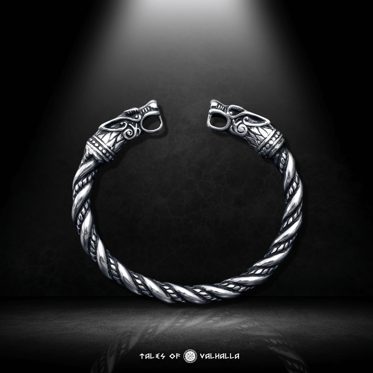 Geri and Freki Wolf Head Torc Bracelet