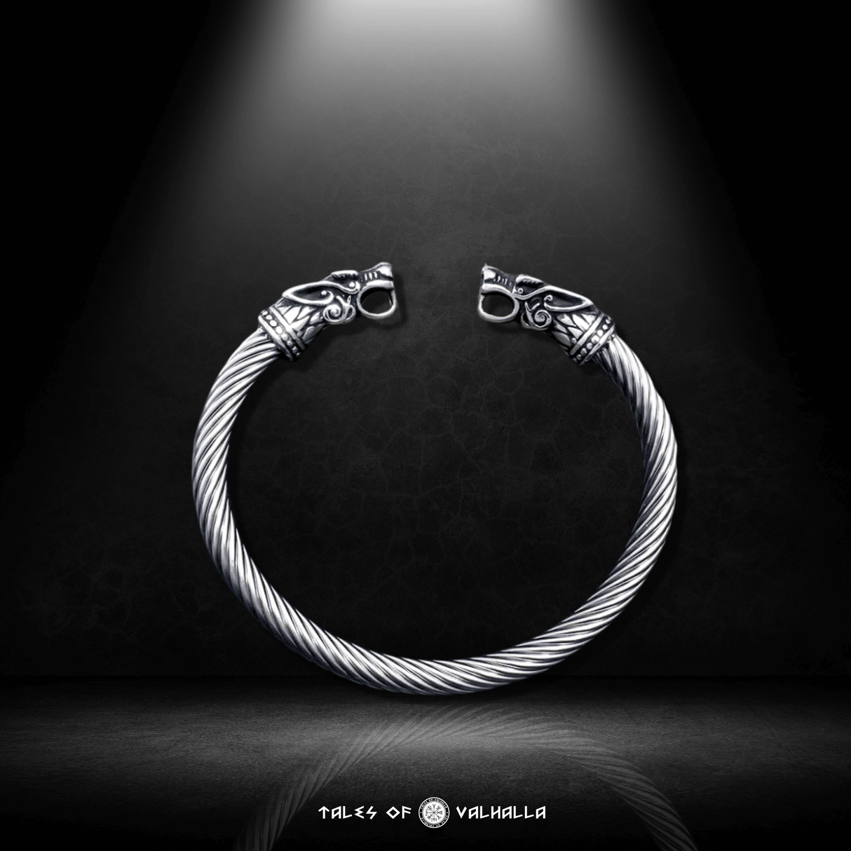 Geri and Freki Wolf Head Torc Bracelet