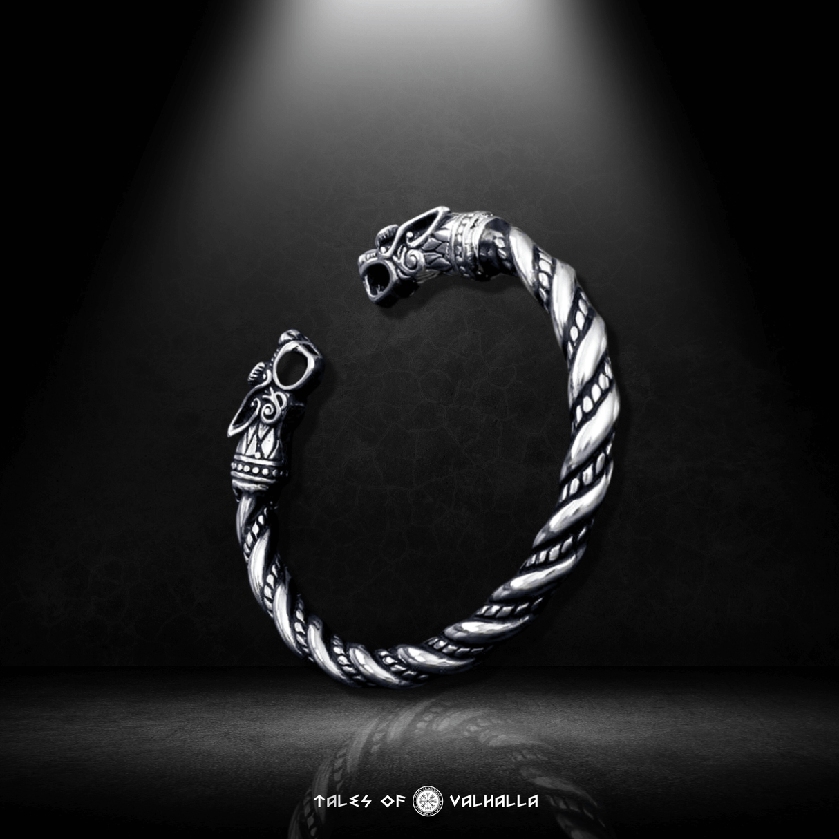 Geri and Freki Wolf Head Torc Bracelet