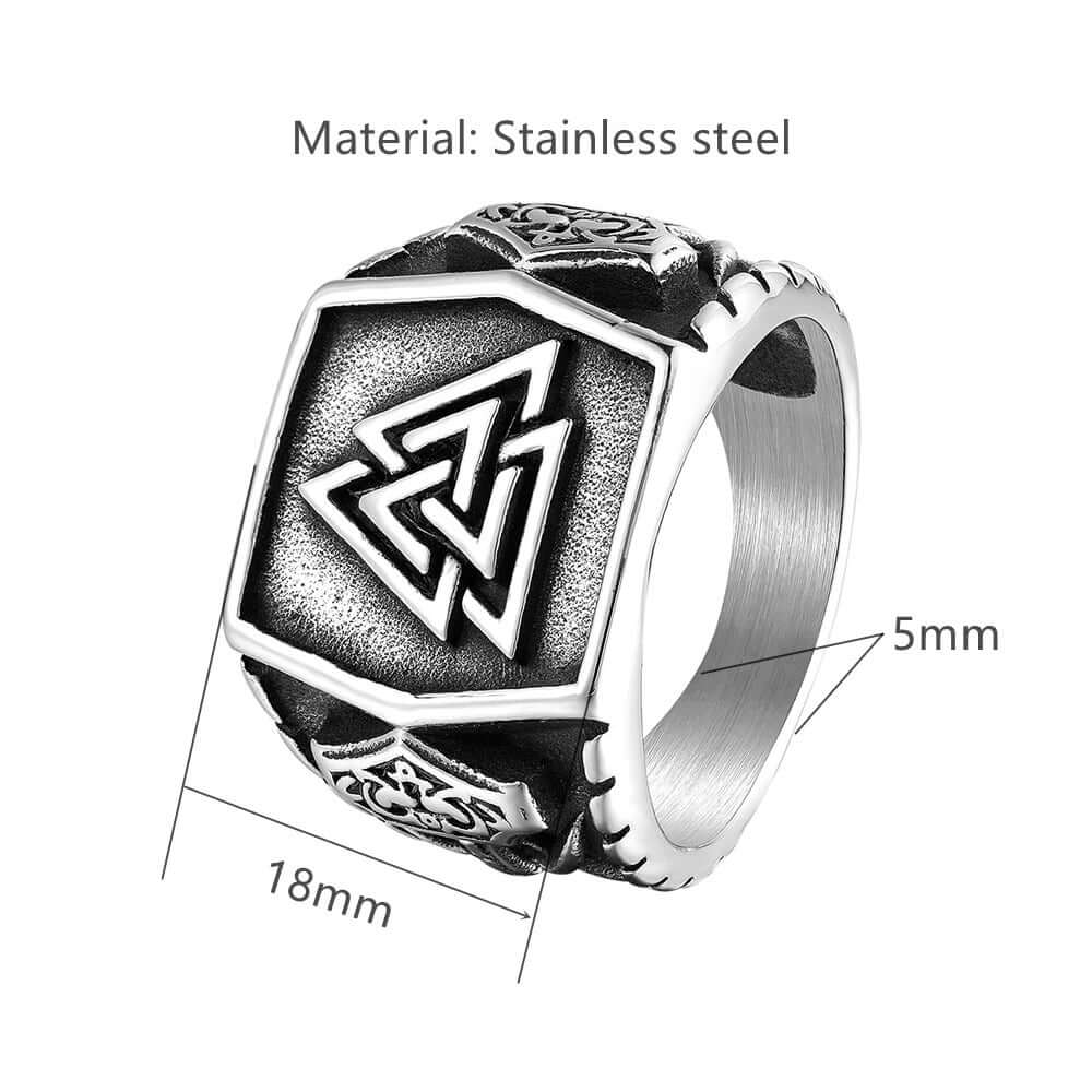 Steel Valknut and Mjölnir Ring