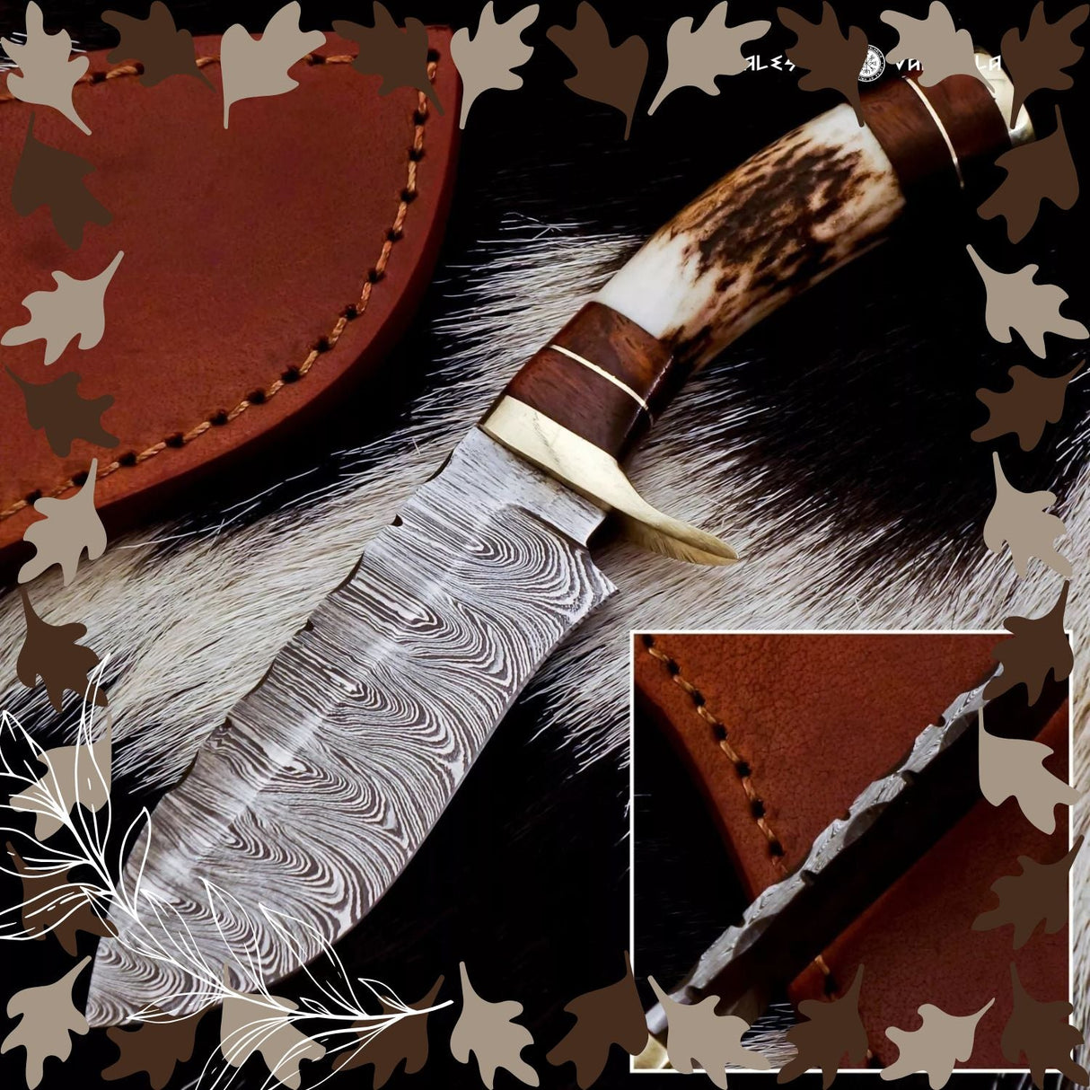 Twist Damascus Steel Skinner Knives