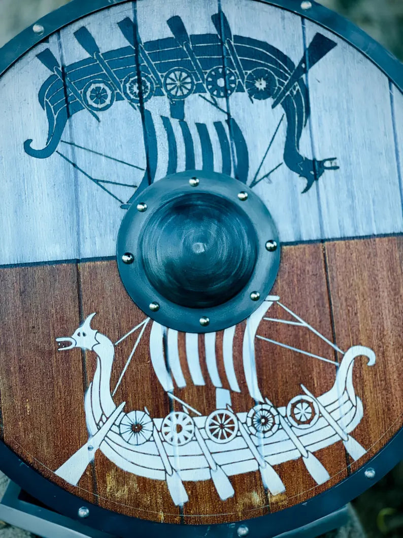 Drakkar Viking Wooden Shield