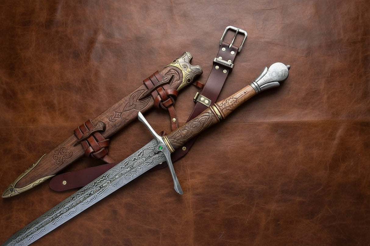 Emerald Accents Long Sword