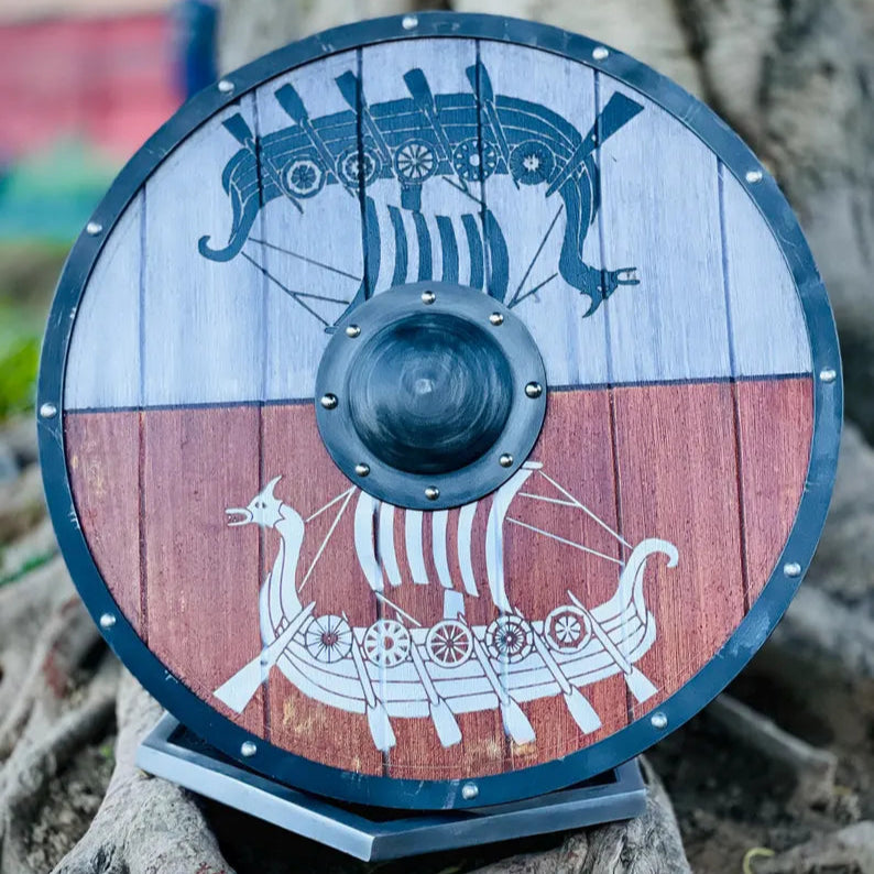 Drakkar Viking Wooden Shield