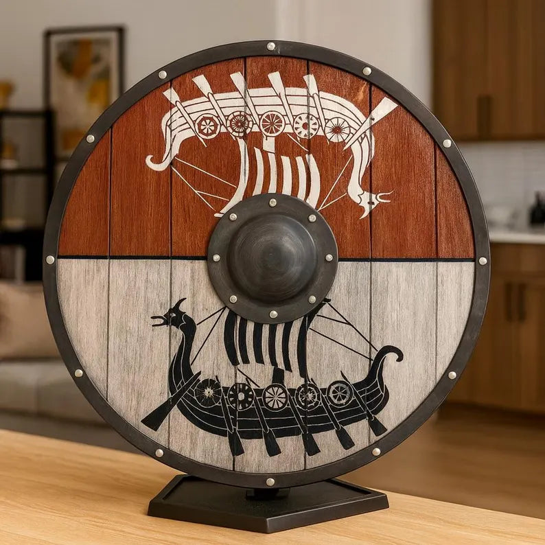 Drakkar Viking Wooden Shield