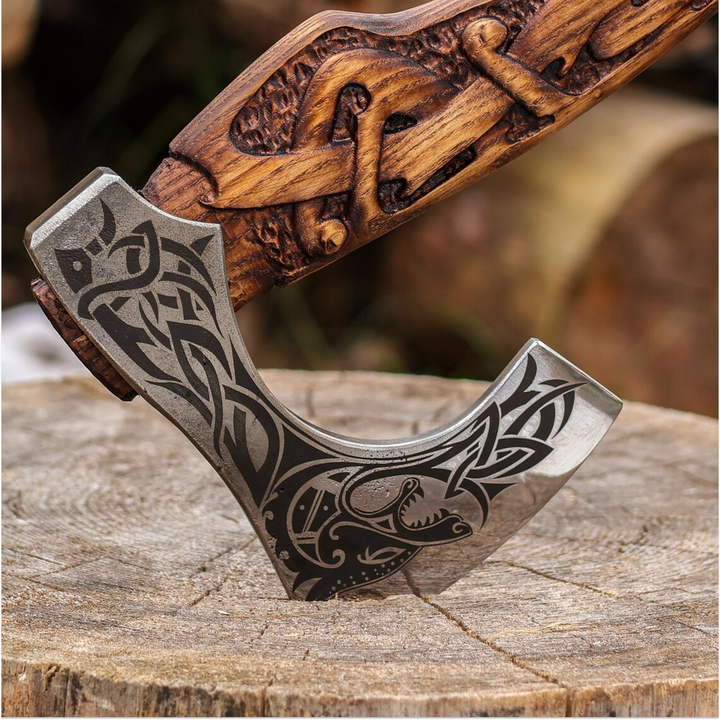 Fenrir Carved Axe-Tales of Valhalla