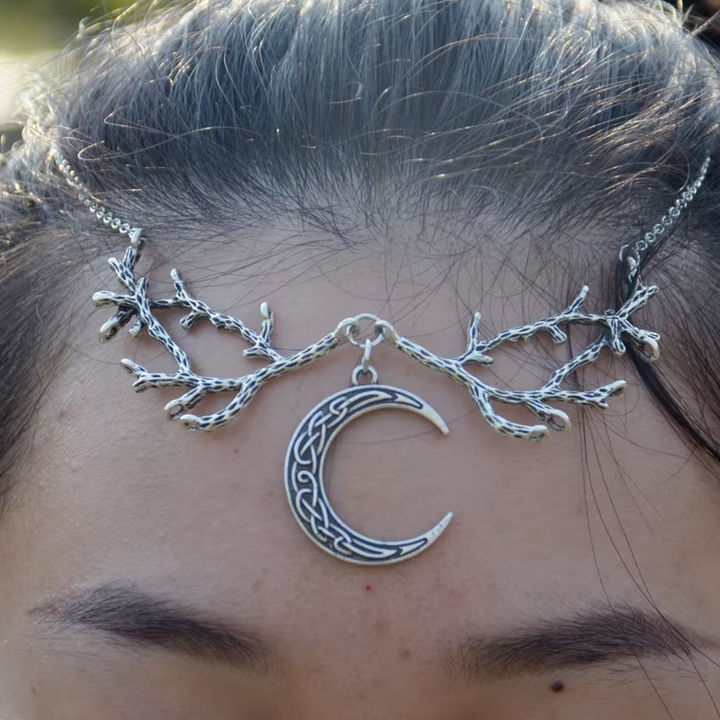 Crescent Moon of Faeries Branch Hair Chain-Tales of Valhalla