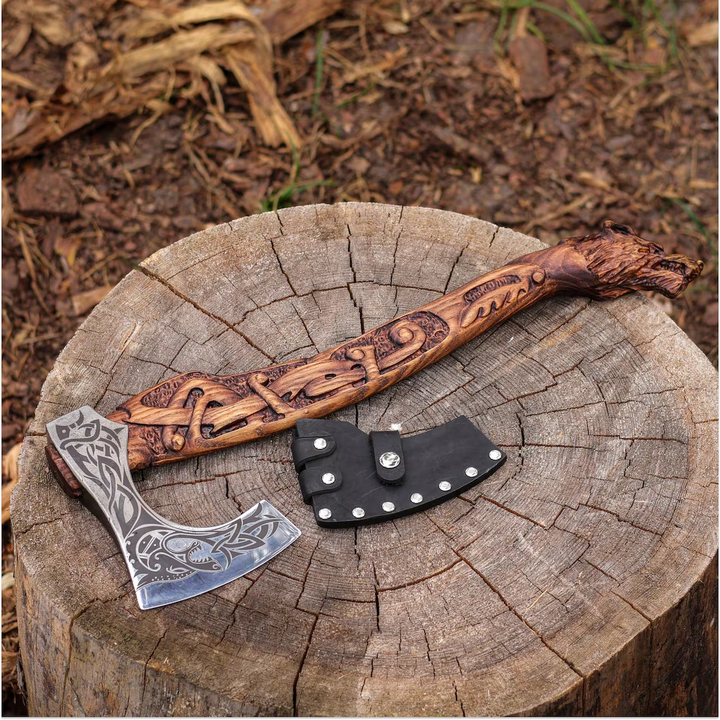 Fenrir Carved Axe-Tales of Valhalla