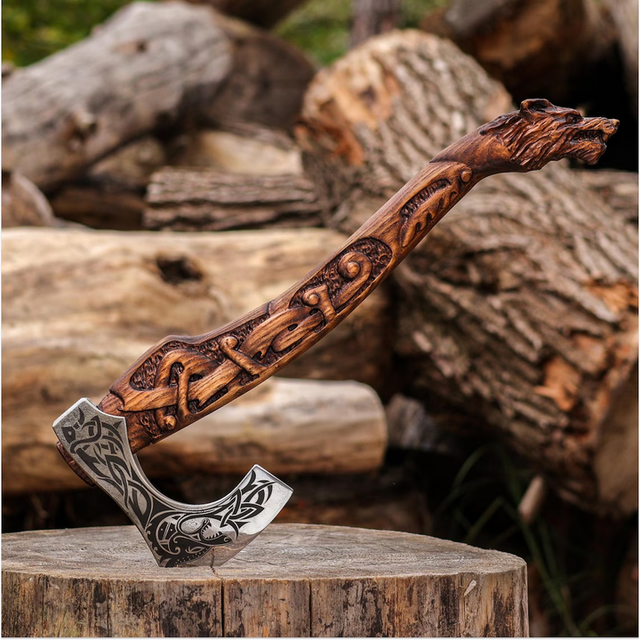 Fenrir Carved Axe-Tales of Valhalla