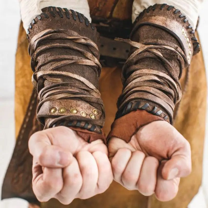 Vintage Leather Laced Bracer-Tales of Valhalla
