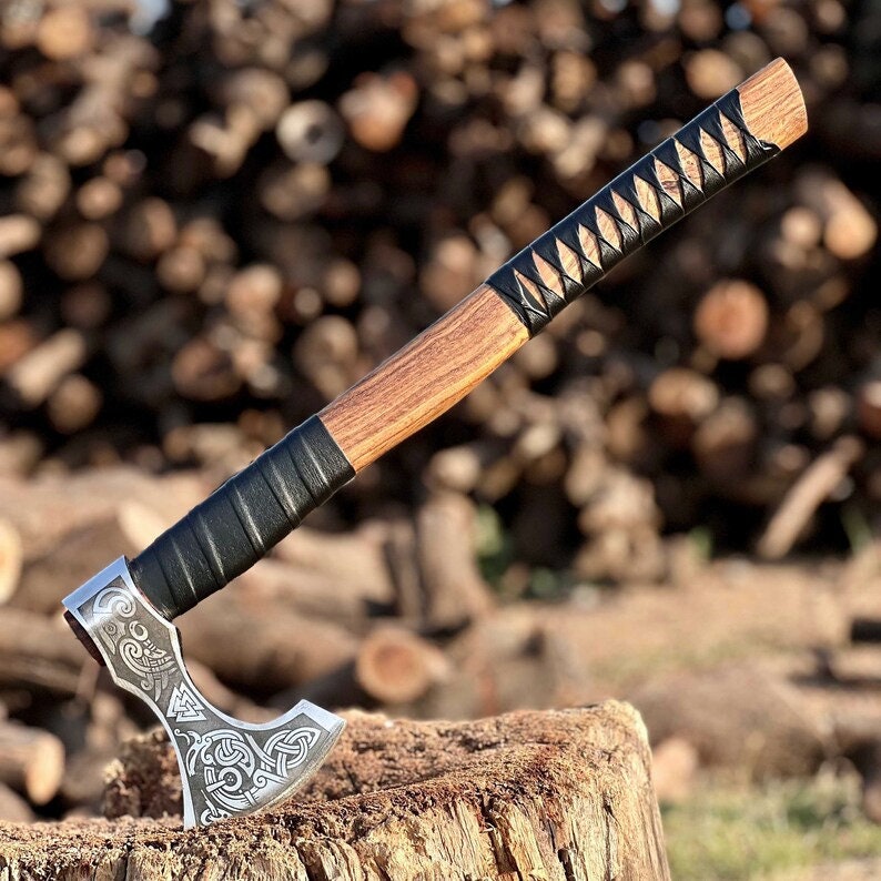 Valknut Forged Axe-Tales of Valhalla