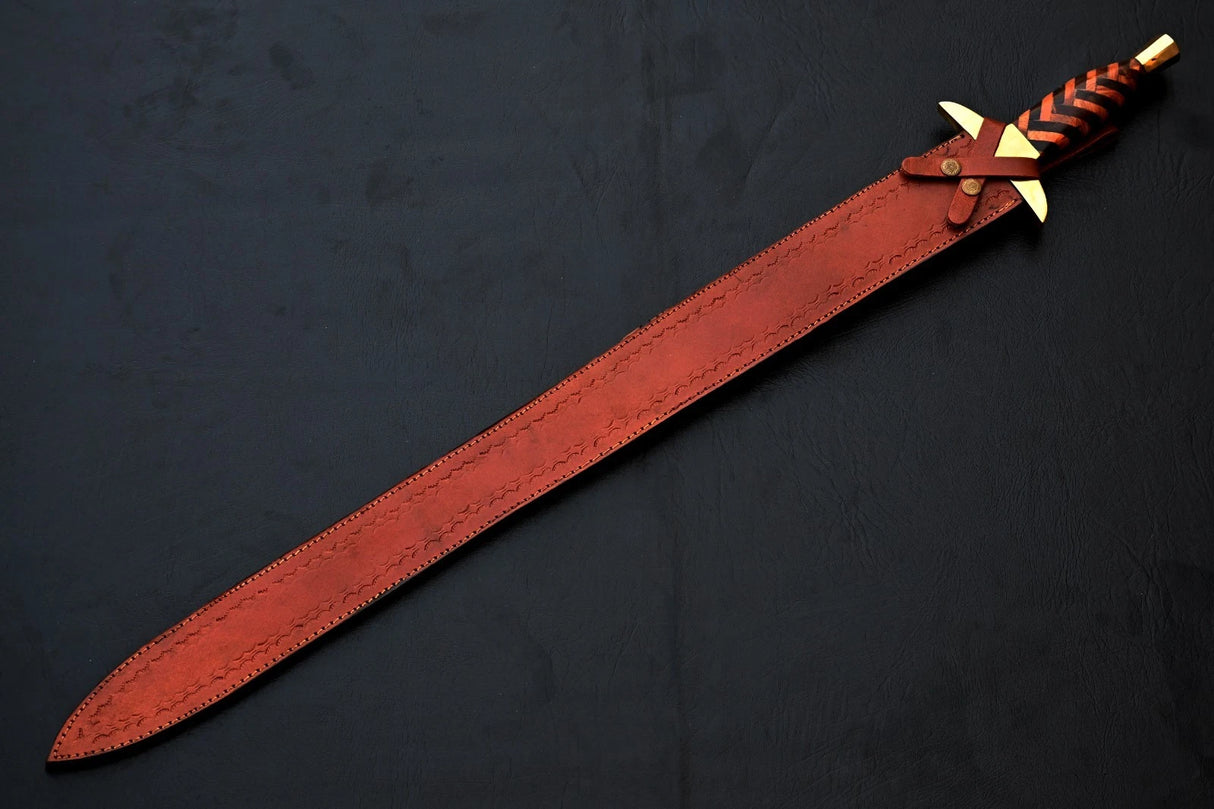 Skógr Brass Guard Damascus Sword