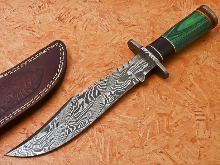 Yggdrasil Hunting Damascus Bowie Knife