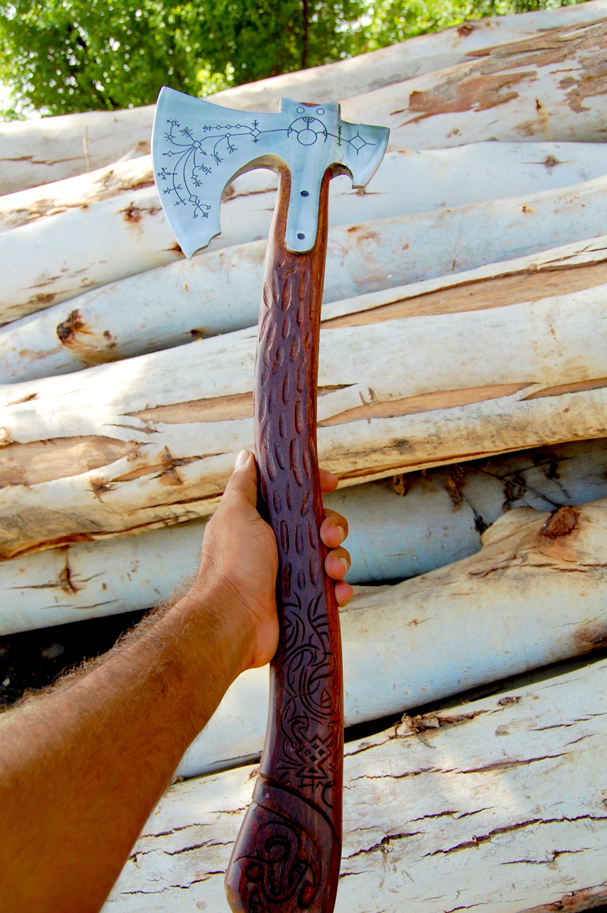 Leviathan Axe – Handcrafted Carbon Steel Viking Axe with Ashwood