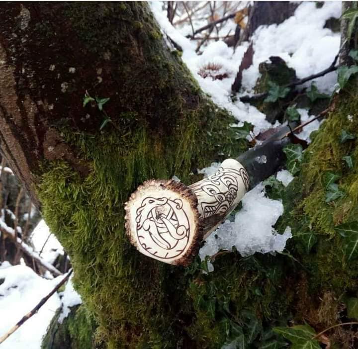 Rustic Antler Seax Knife - Handcrafted Blade with Rustic Antler