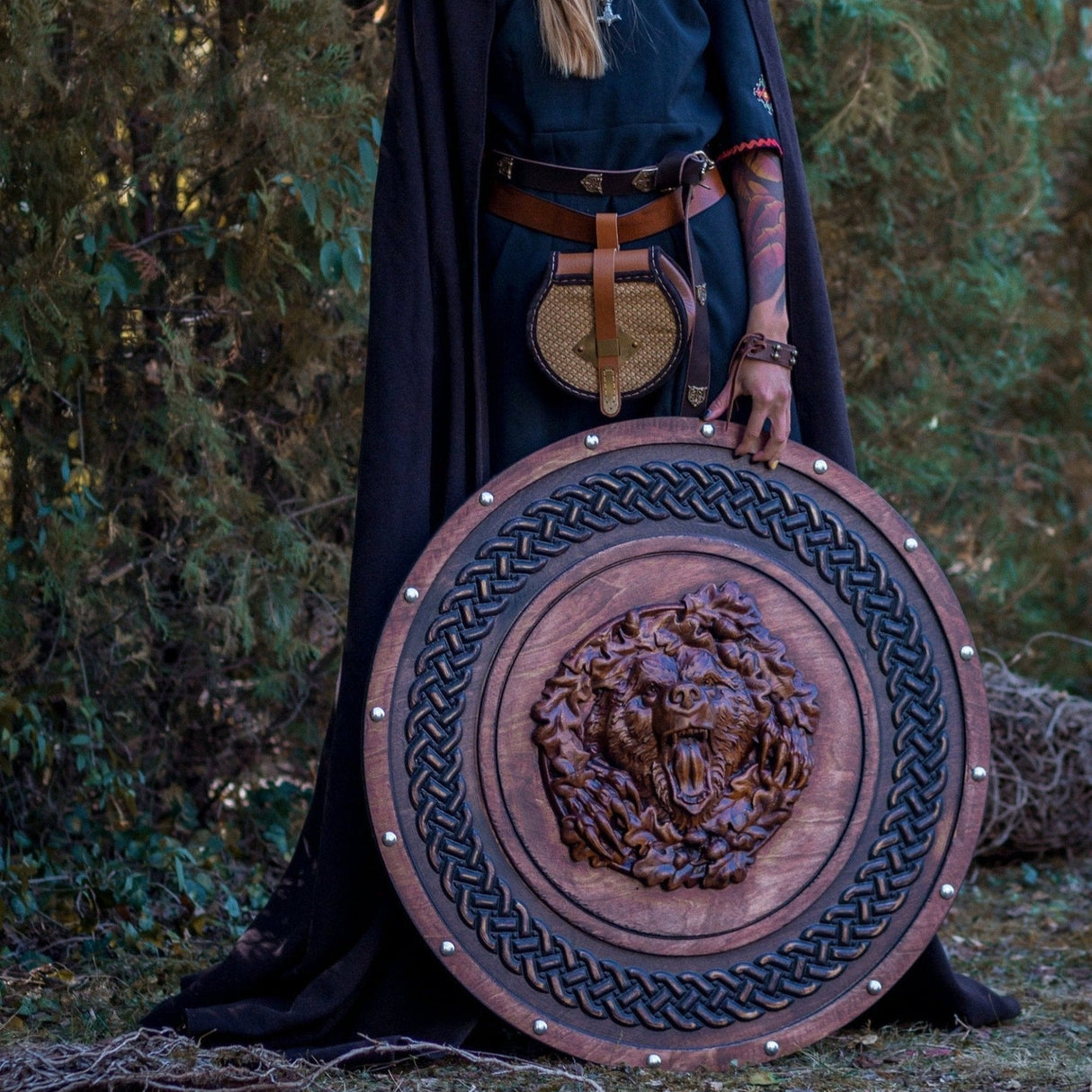 Berserker Totem Oaken Carved Shield