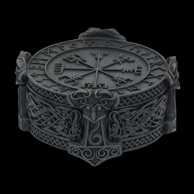 Black Vegvisir and Runes Jewelry Box