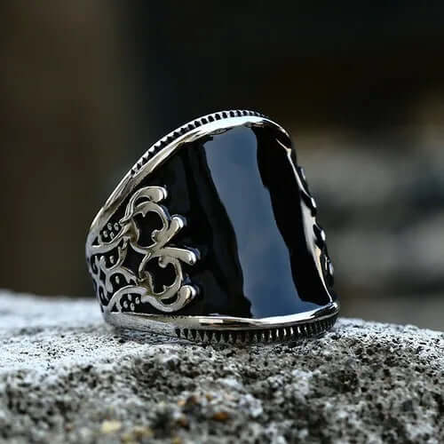 Carved Black Onyx Ring