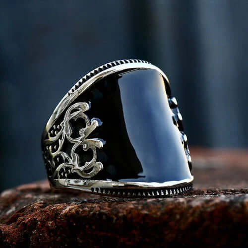 Carved Black Onyx Ring