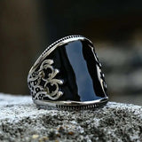 Carved Black Onyx Ring-Tales of Valhalla