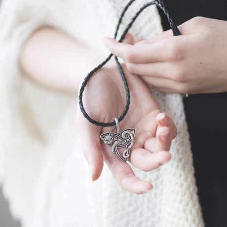 Celtic Cat Triquetra Necklace