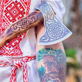 Celtic Wood Carving Viking Axe | Battle Axe For Camping | Anniversary Gift, Wedding Gift, Best Gift For Him