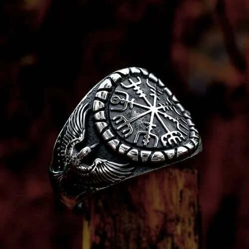 Double Raven Compass Ring