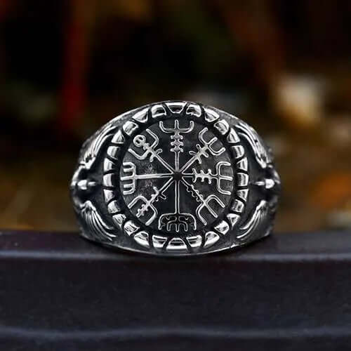 Double Raven Compass Ring