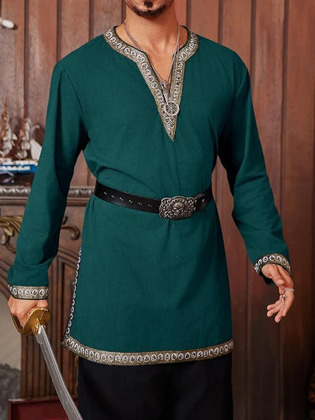 Embroidered Cuff Long Sleeved Tunic-Tales of Valhalla