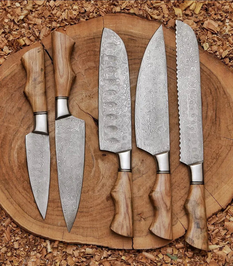 Ergonomic Damascus Chef Knife Set