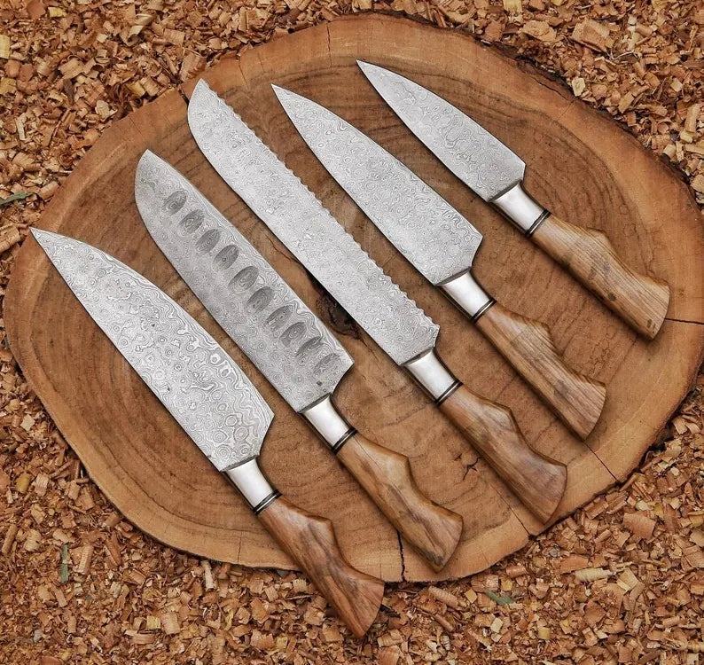 Ergonomic Damascus Chef Knife Set