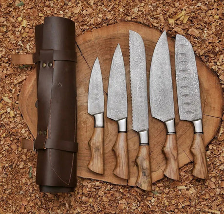 Ergonomic Damascus Chef Knife Set