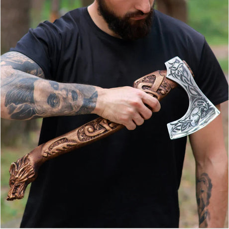 Fenrir Carved Axe-Tales of Valhalla