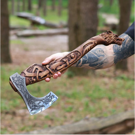 Fenrir Carved Axe-Tales of Valhalla