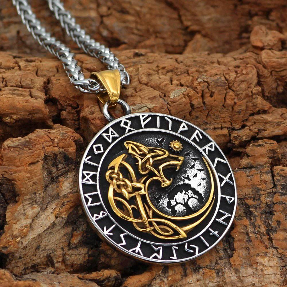 Fenrir Wolf Viking Necklace