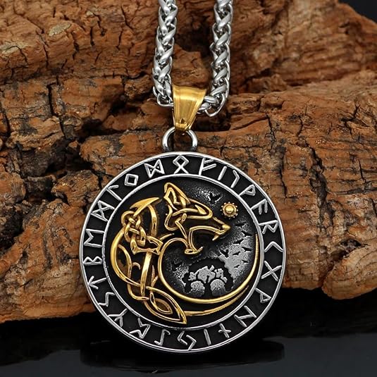 Fenrir Wolf Viking Necklace