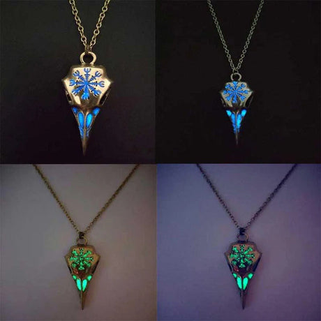 Glow-in-the-Dark Raven Skull Necklace-Tales of Valhalla