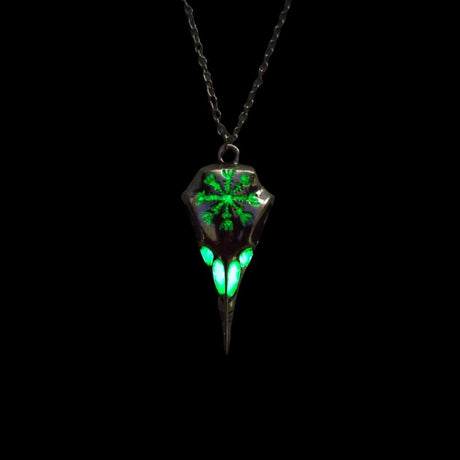 Glow-in-the-Dark Raven Skull Necklace-Tales of Valhalla