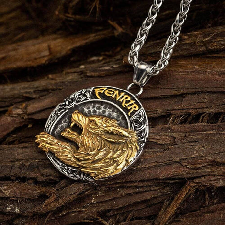 Golden Fenrir Necklace-Tales of Valhalla