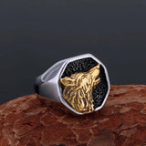 Golden Norse Wolf Ring