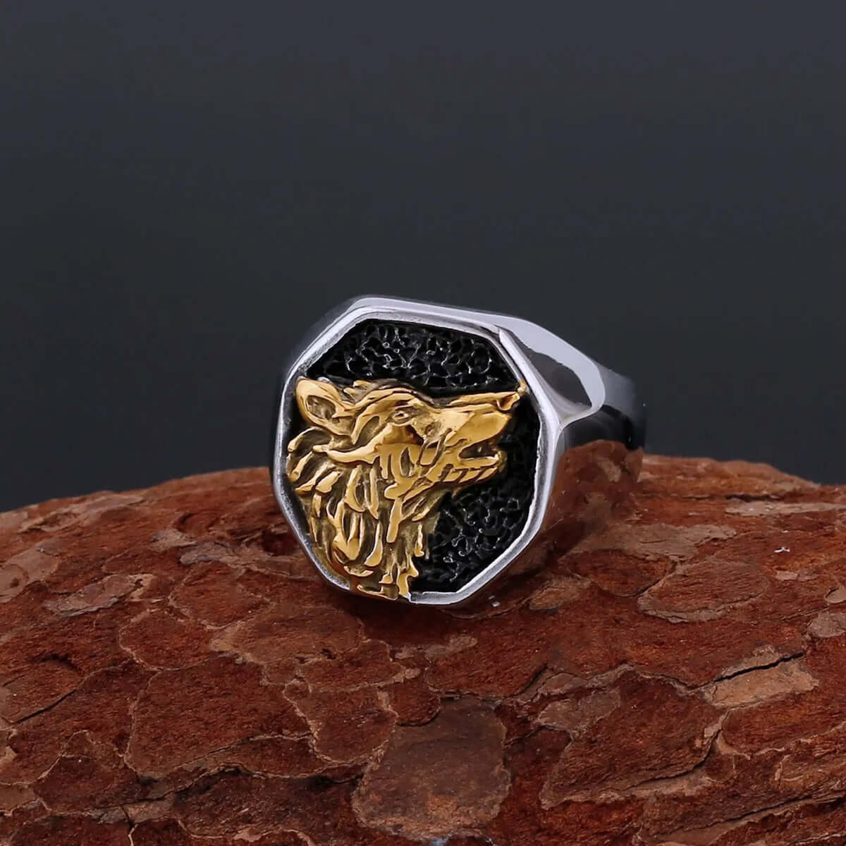 Golden Norse Wolf Ring